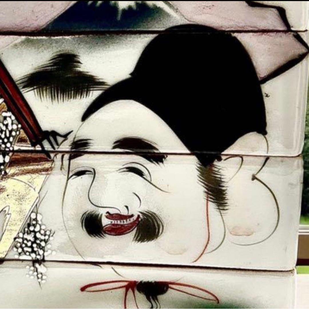 時代物 金彩 有田焼《鶴と富士に大黒様》四段陶器重箱 縁起物 お節料理 お花見