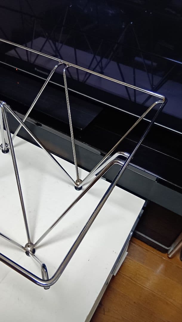 レア　1980's　スペースエイジ　メタル　タワーフレーム　ガラス　テーブル