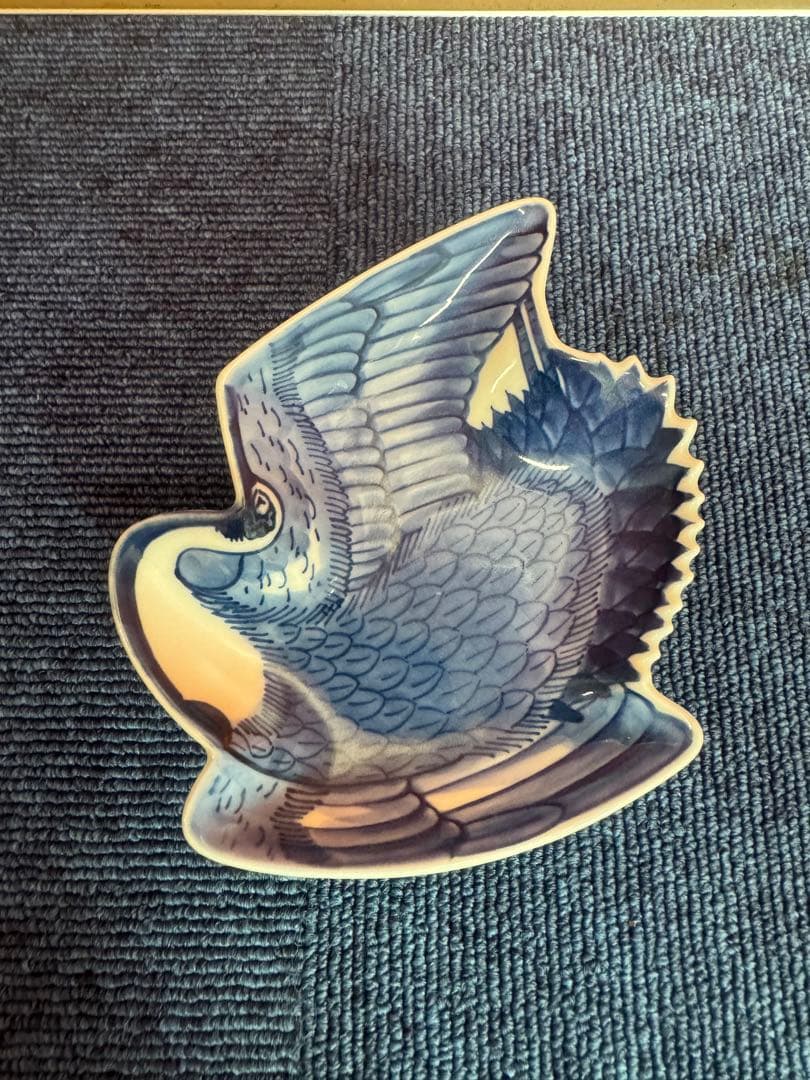 1810 希少 源右衛門 変形皿 鶴文