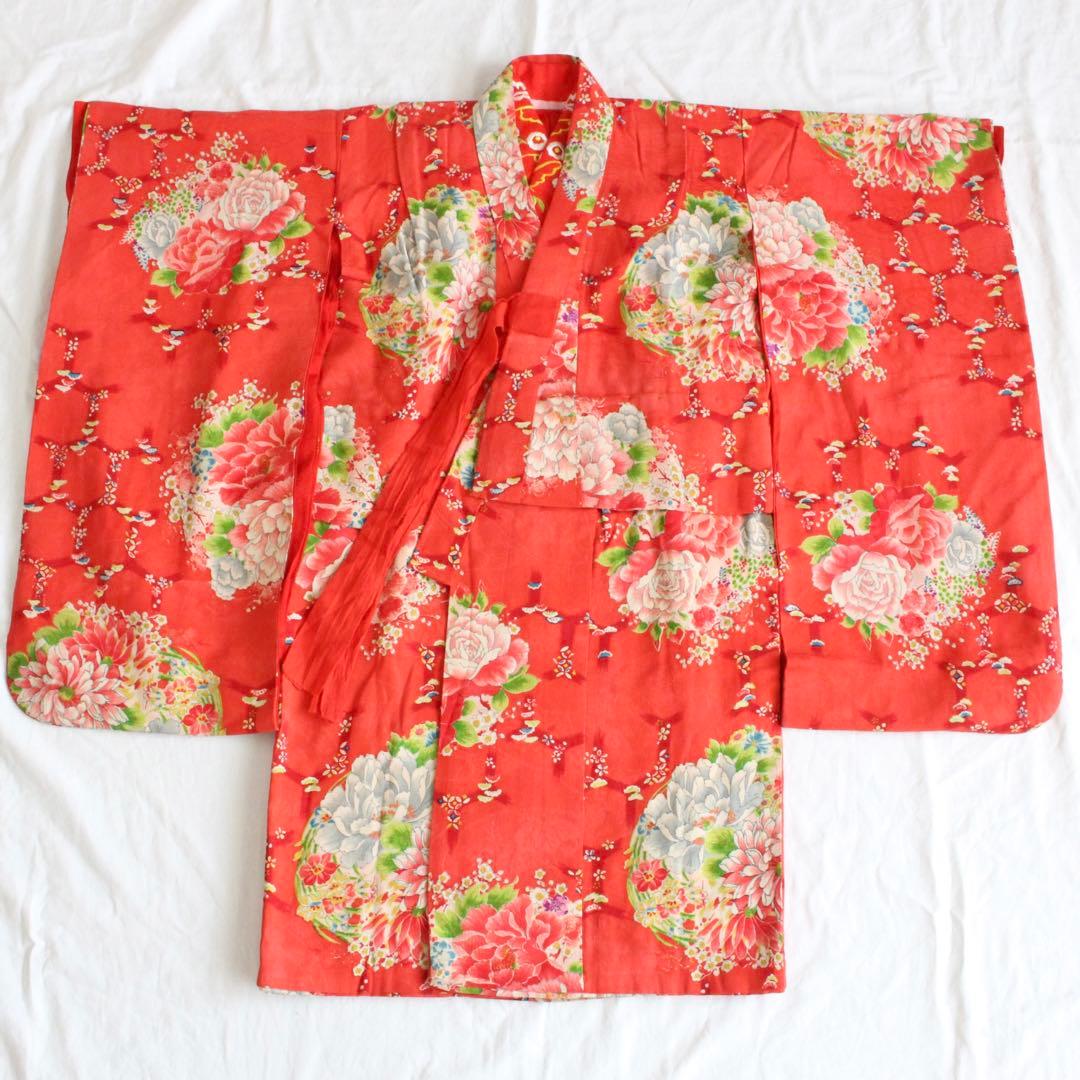 七五三 5歳 6歳 女の子 子供 アンティーク 着物 つくり帯 ぽっくり セット