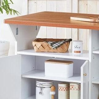 日本製 ２色 Ｎｅｗ両バタワゴン （ホワイト／ブラウン）テーブル机 折りたたみ