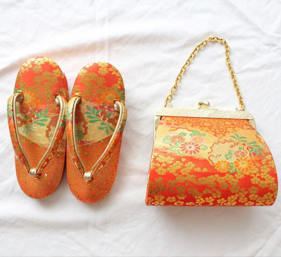 七五三 3歳 子供 女の子 正絹 オレンジ 着物 被布 セット