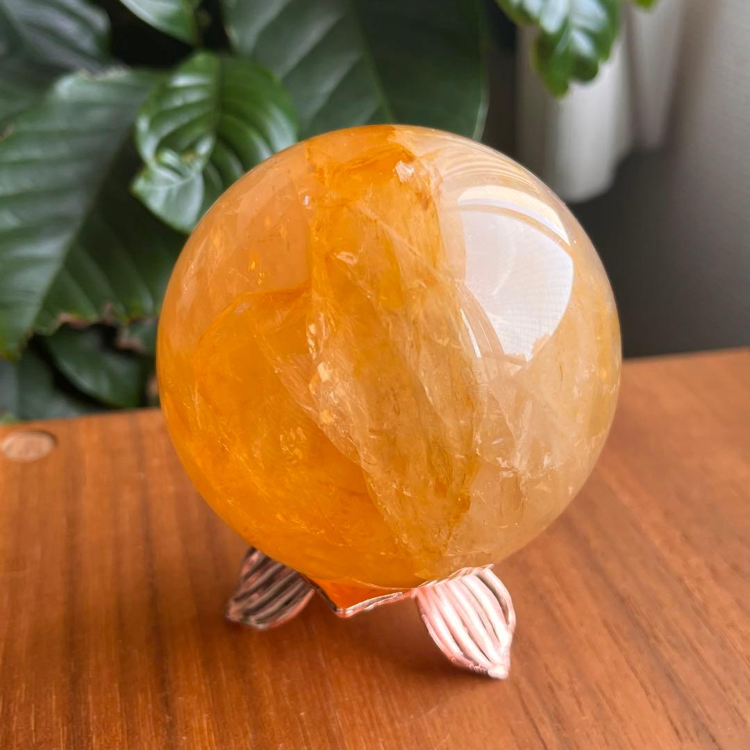 天然石スフィア 水晶ゴールデンヒラー 直径約75.6mmのスフィア