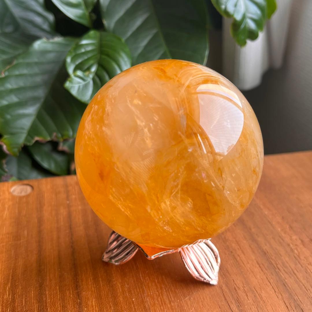 天然石スフィア 水晶ゴールデンヒラー 直径約75.6mmのスフィア