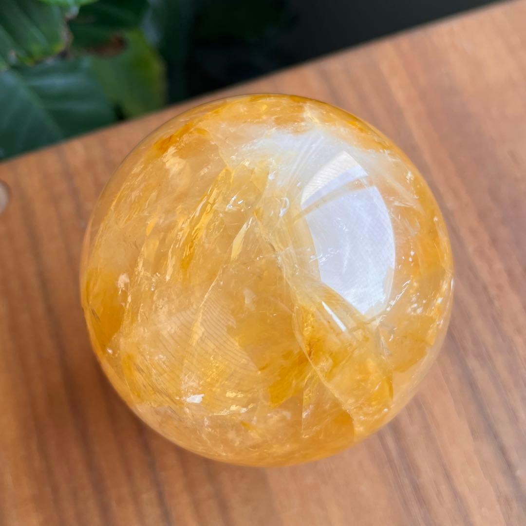 天然石スフィア 水晶ゴールデンヒラー 直径約75.6mmのスフィア