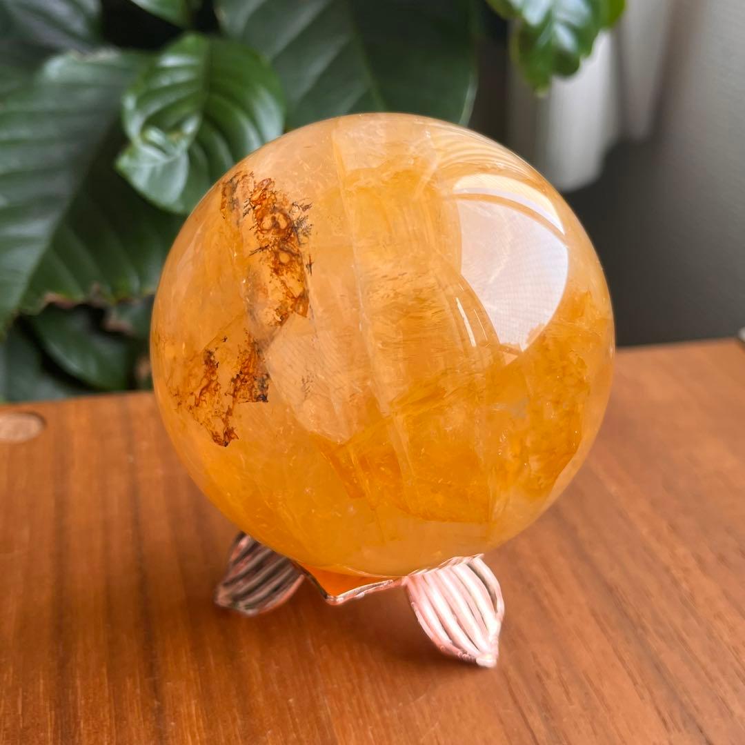 天然石スフィア 水晶ゴールデンヒラー 直径約75.6mmのスフィア