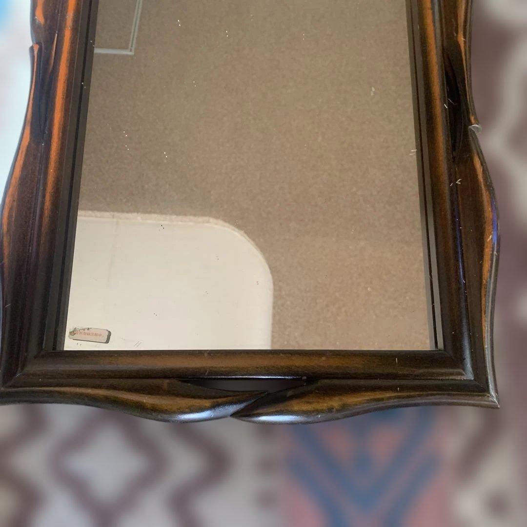 ローム★昭和レトロ★木製★アンティークデザイン。壁掛け。鏡。インテリア