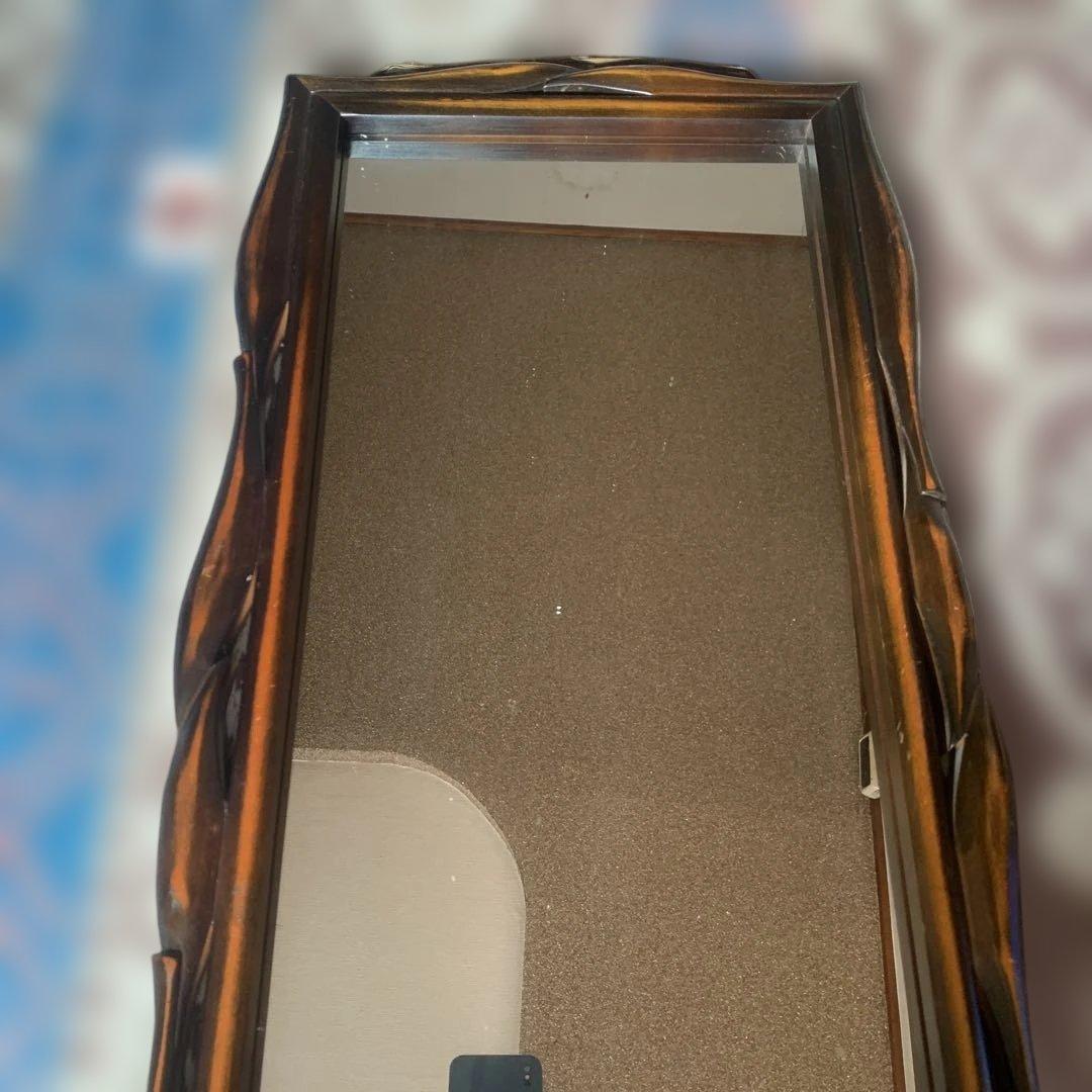 ローム★昭和レトロ★木製★アンティークデザイン。壁掛け。鏡。インテリア