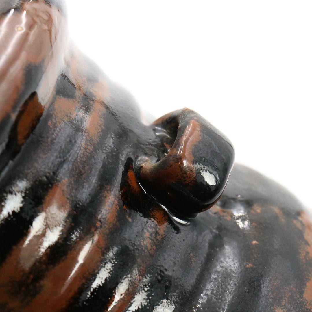 北大路魯山人作 黒織部木槌水指 黒田陶々庵識箱 共箱 茶道具 SO232 NT9