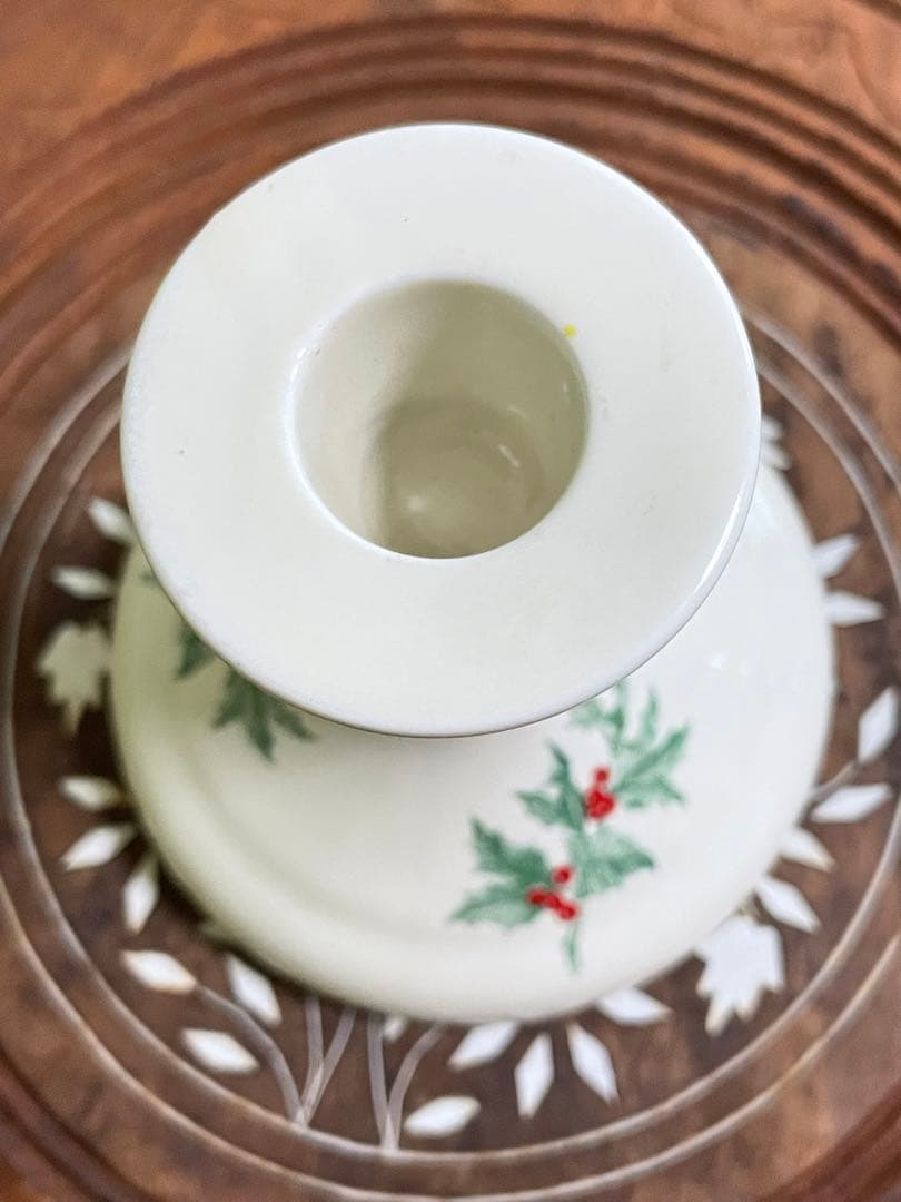 燭台　キャンドルホルダー　クリスマス　ヒイラギ