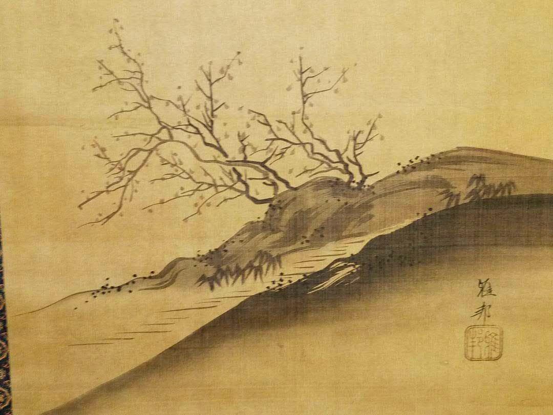 ♥☆彡　模写　掛軸　橋本雅邦　山水図　桐箱付き　掛け軸　骨董　中国　アンティーク