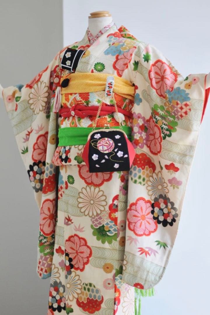 七五三 正絹 アンティーク フルセット 袋帯 7歳 5歳 ハーフ成人式 十三参り
