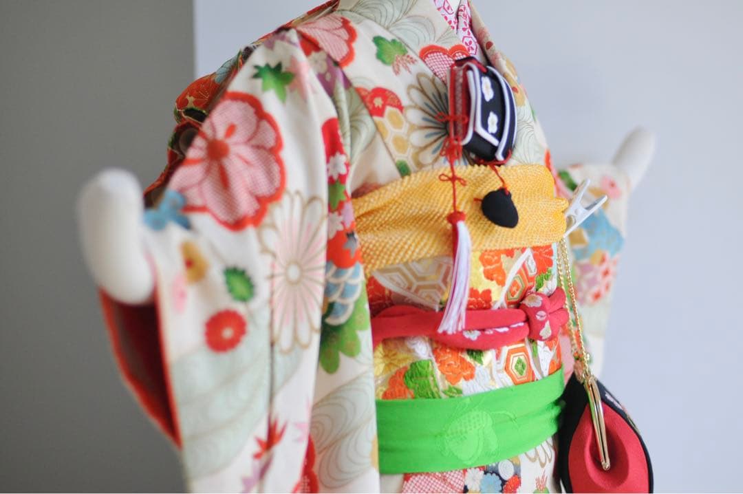 七五三 正絹 アンティーク フルセット 袋帯 7歳 5歳 ハーフ成人式 十三参り