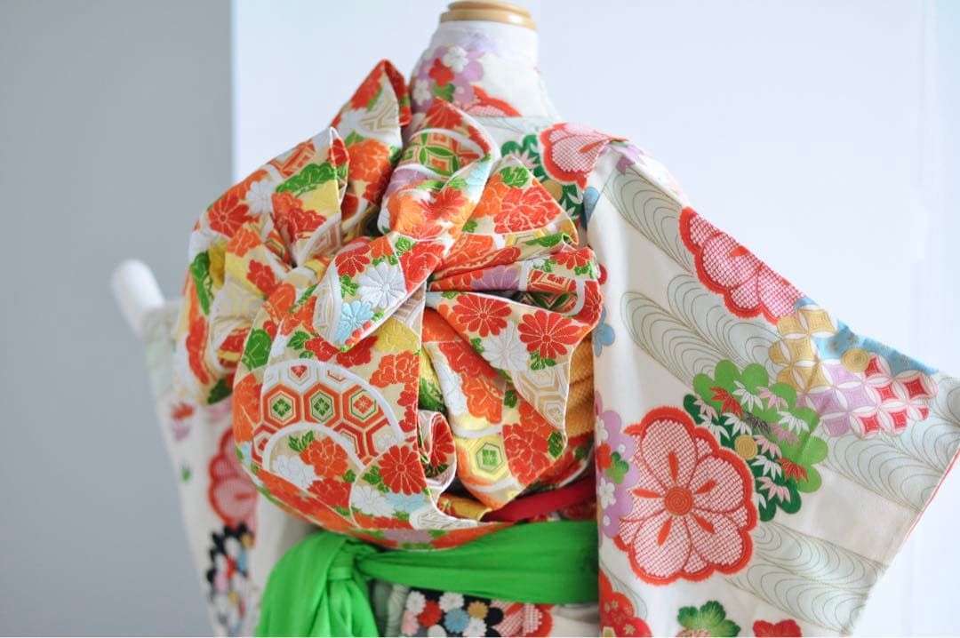 七五三 正絹 アンティーク フルセット 袋帯 7歳 5歳 ハーフ成人式 十三参り