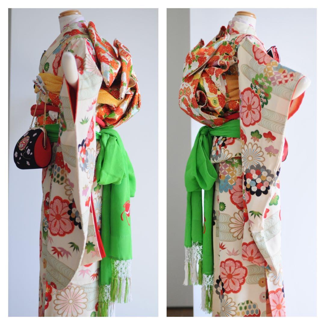 七五三 正絹 アンティーク フルセット 袋帯 7歳 5歳 ハーフ成人式 十三参り