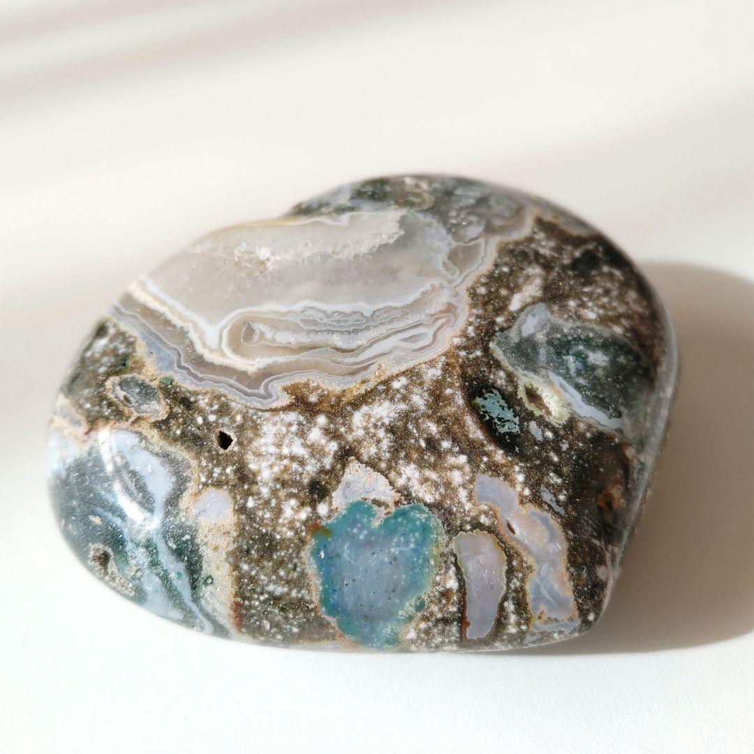 オーシャンジャスパー　ハート（大）　　　台座セット