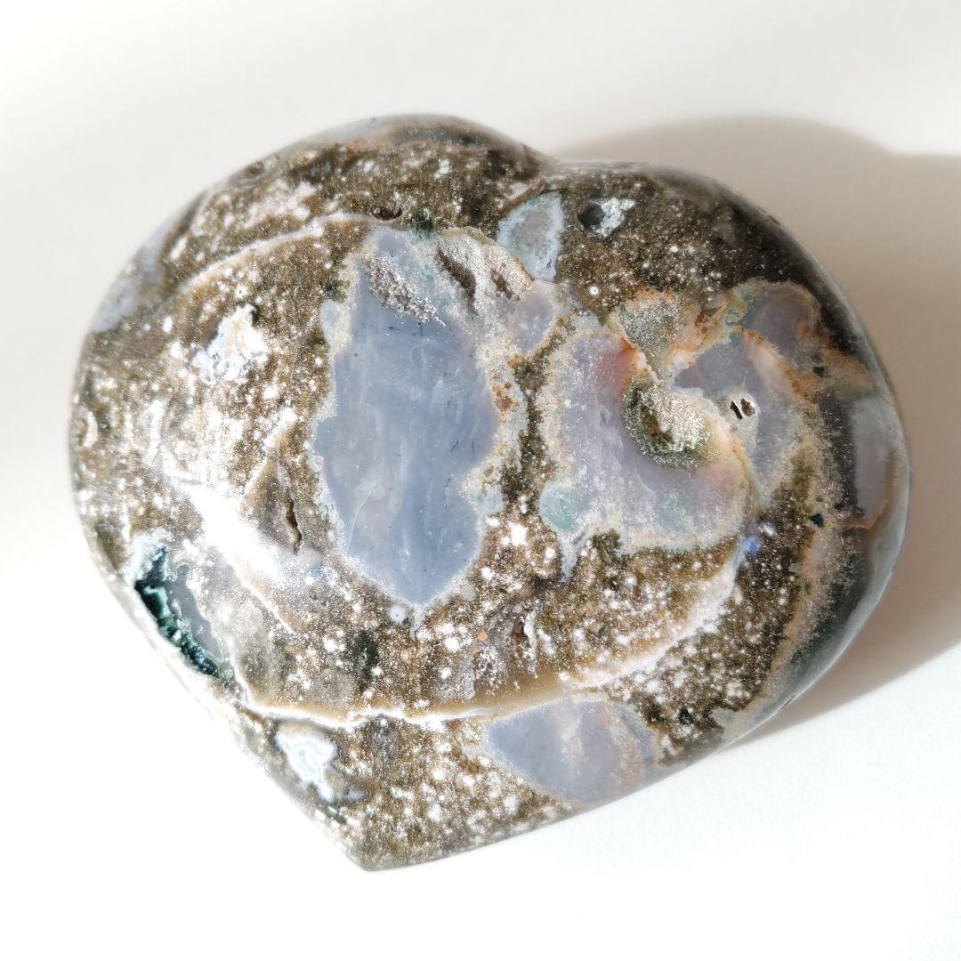 オーシャンジャスパー　ハート（大）　　　台座セット