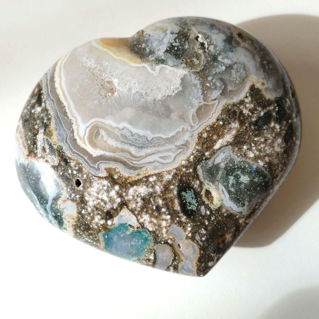 オーシャンジャスパー　ハート（大）　　　台座セット