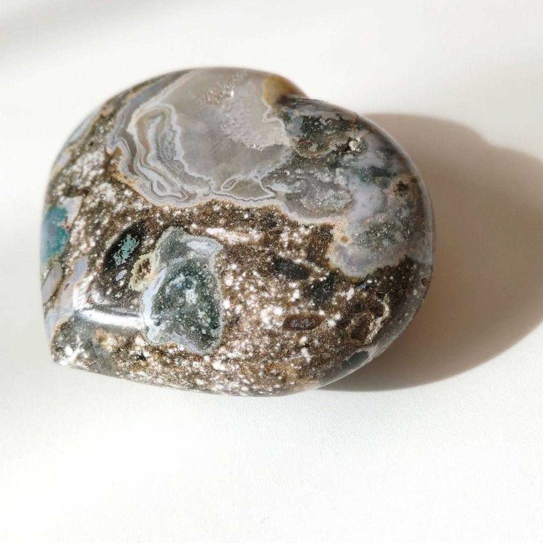 オーシャンジャスパー　ハート（大）　　　台座セット