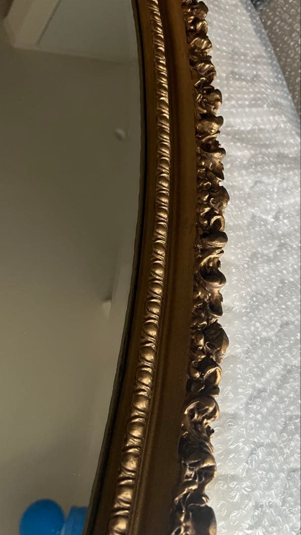 【美品】【最終値下げ】アンティーク　木彫　大型ミラー 壁掛けオーバル型