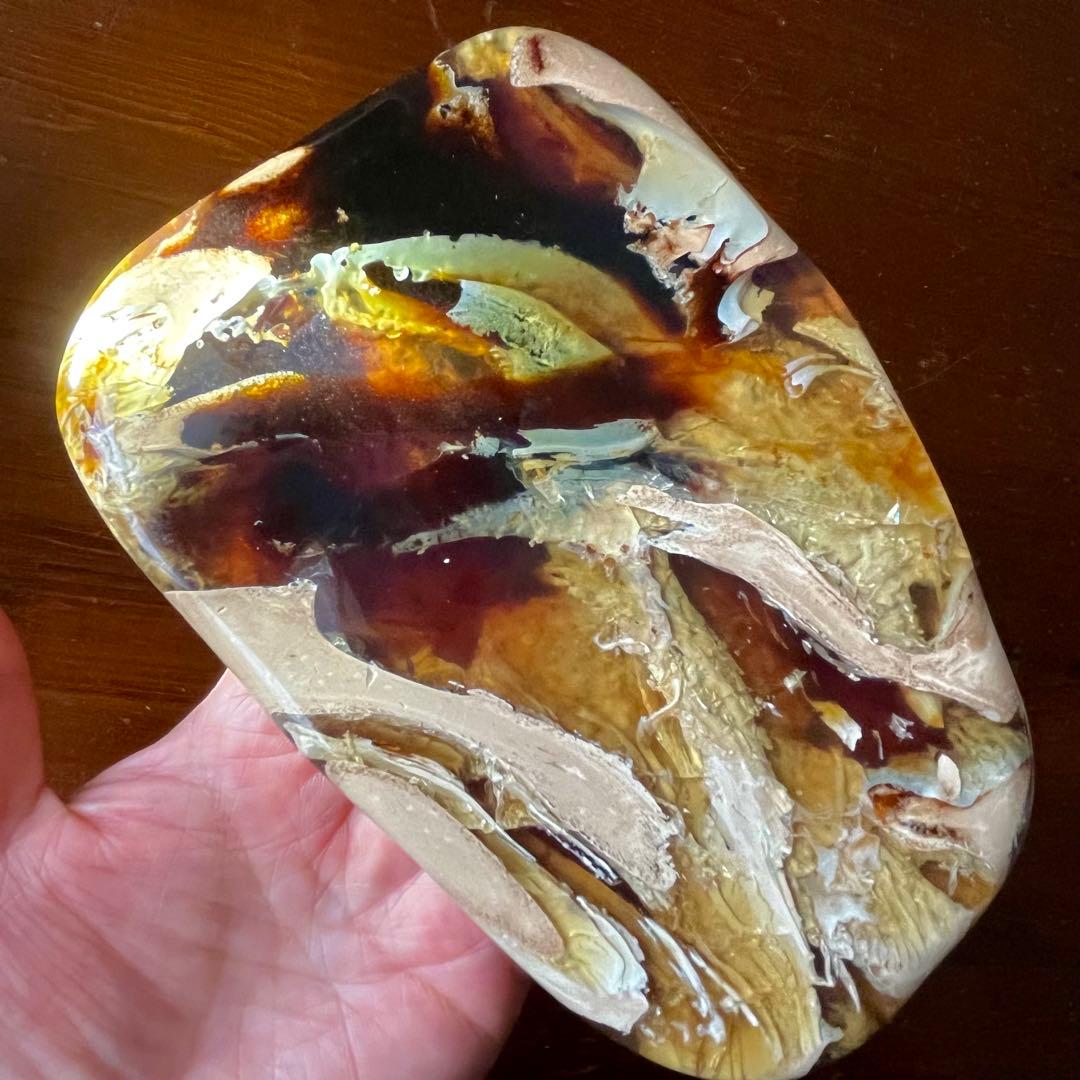鑑別付 琥珀 原石 標本 巨大 タイガー アンバー レア 希少 鑑賞石
