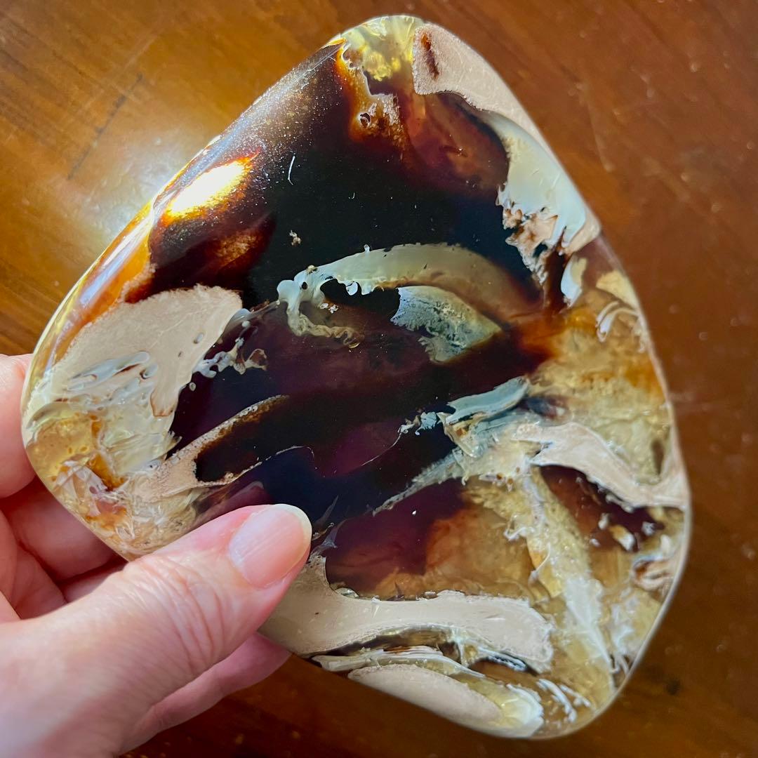 鑑別付 琥珀 原石 標本 巨大 タイガー アンバー レア 希少 鑑賞石