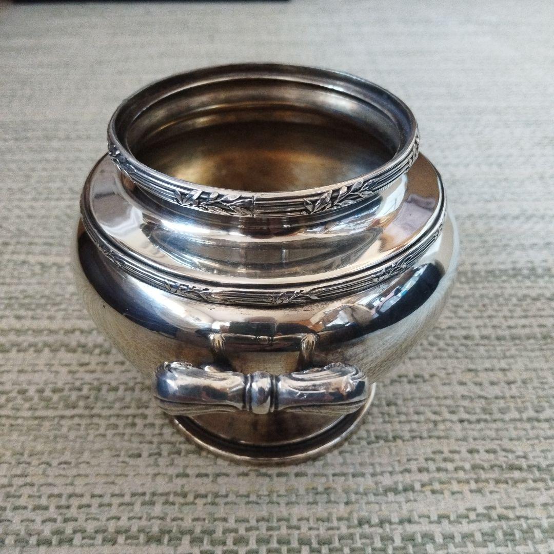 クリストフルガリア　銀器　年代もの ハンドル付き装飾ボウル