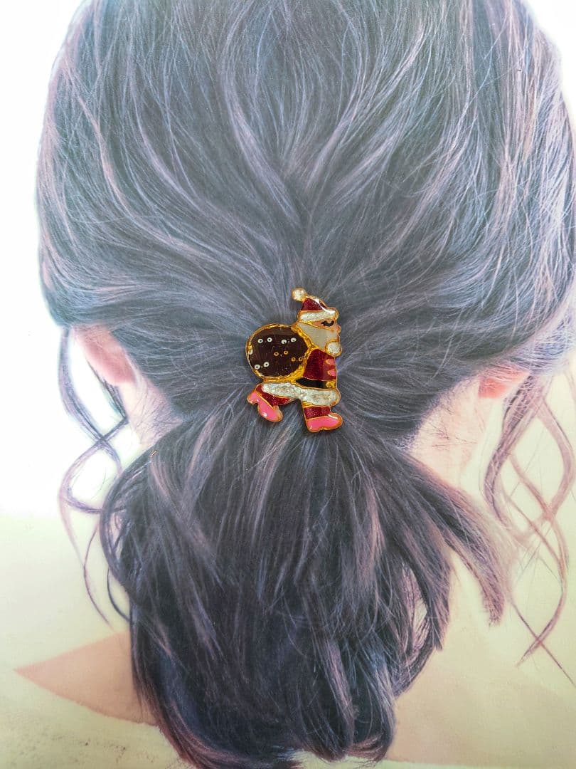 レジン　猫　サンタクロース　ヘアゴム　ブローチ　ポニーフック　No.341