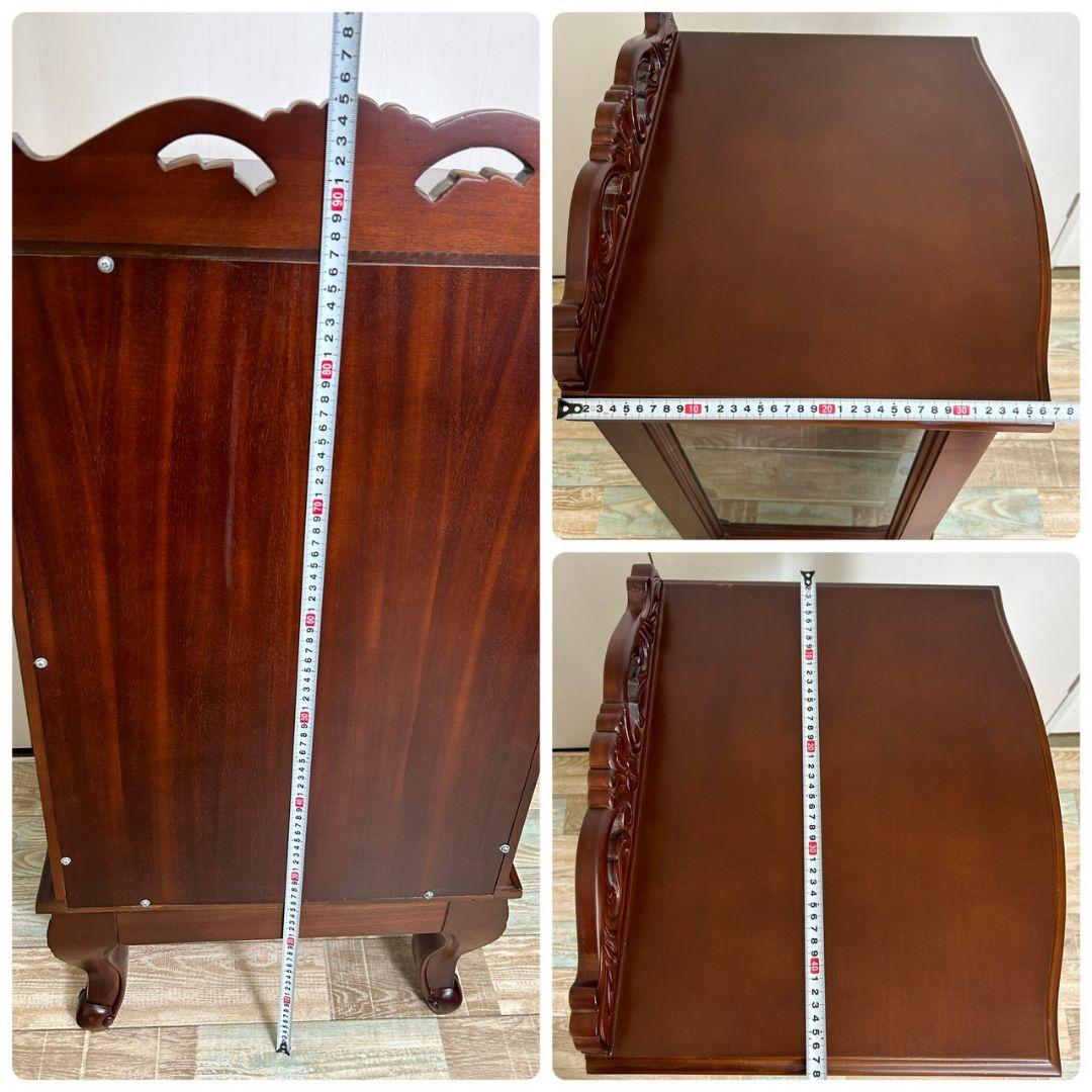 木製キャビネット 猫脚 アンティーク 彫刻 ガラスキャビネット 一点物 希少