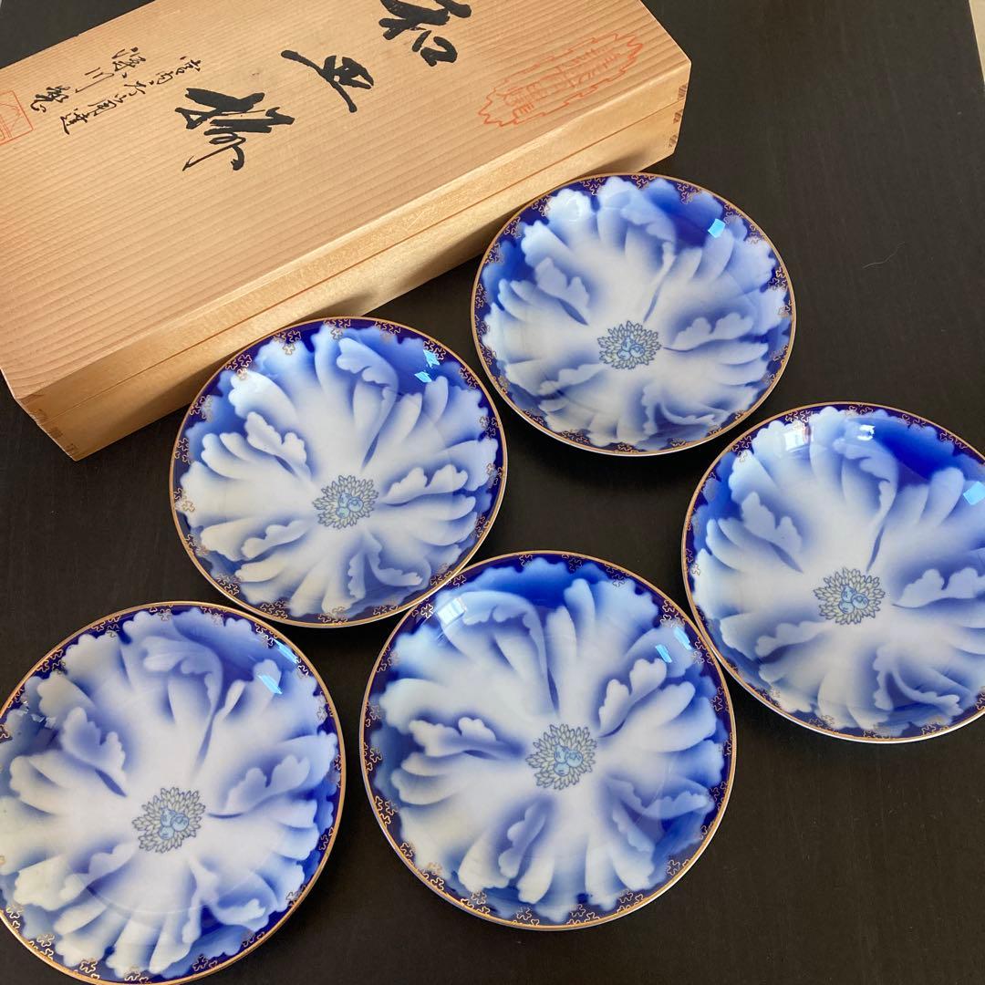未使用 深川製磁 牡丹金ミル 宮内庁御用達 和皿揃 5枚 - メルカリ