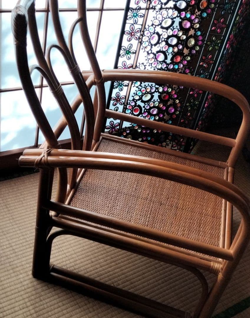 【直接引き渡し希望】ラタン好きな方へ　座面ゆったり大ぶりラタン椅子