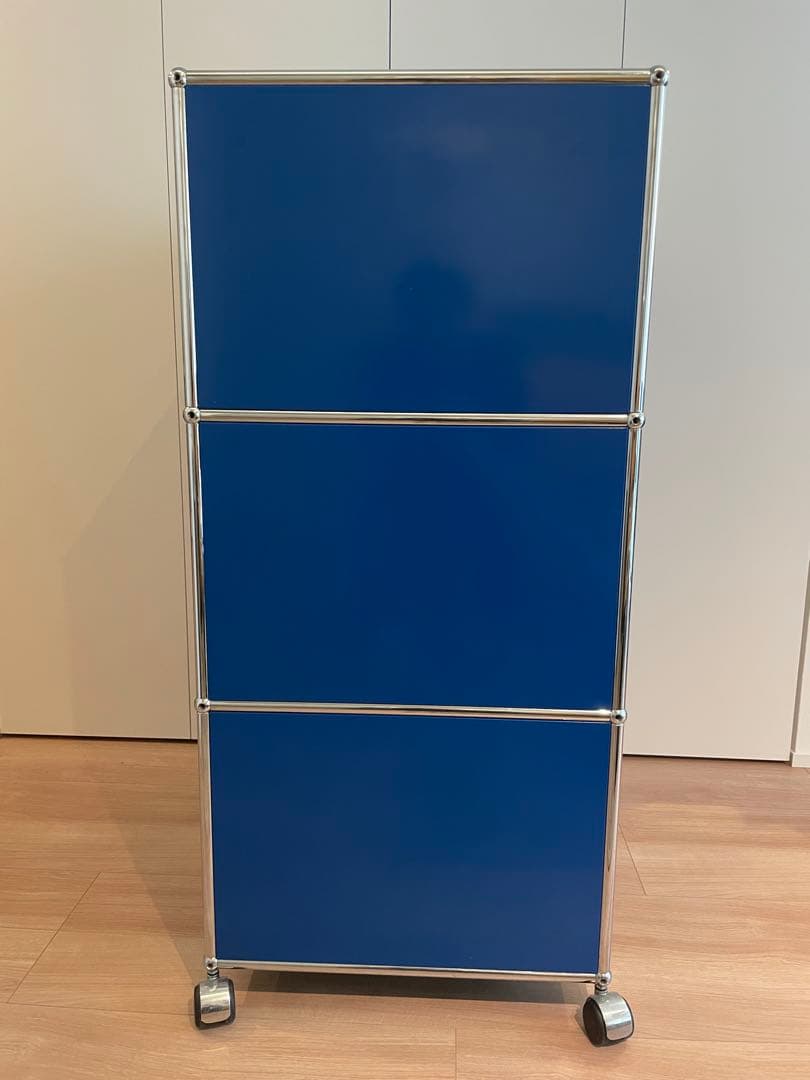 USMハラー　オープンシェルフ　1列3段　ブルー　キャスター付