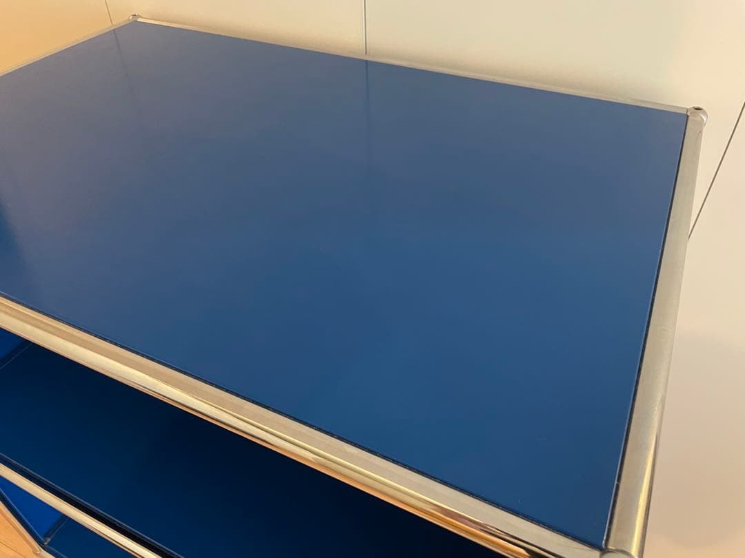 USMハラー　オープンシェルフ　1列3段　ブルー　キャスター付