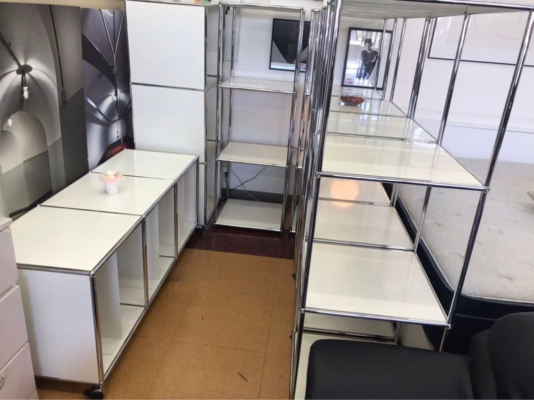 USMハラー 1列4段 ピュアホワイトのラック2個セットです。