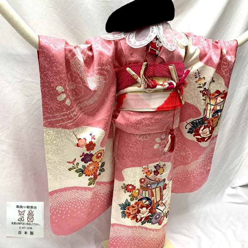 412ag82着物,長襦袢□七五三 七歳 古典柄 絞染め□美品