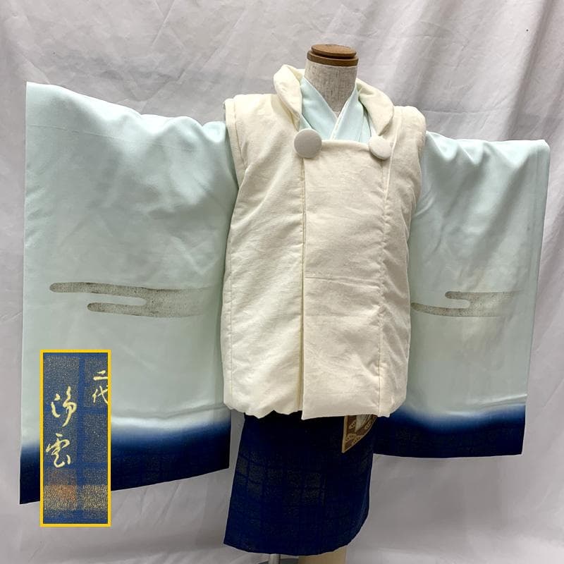 602ab23□七五三 三歳 男児 着物&被布&長襦袢 作家物 落款入り□美品