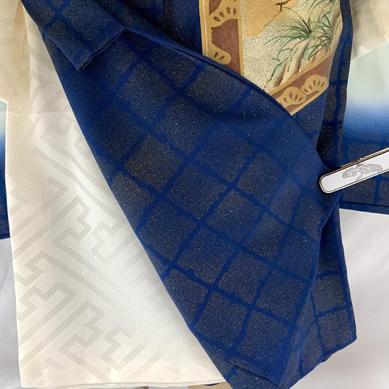 602ab23□七五三 三歳 男児 着物&被布&長襦袢 作家物 落款入り□美品