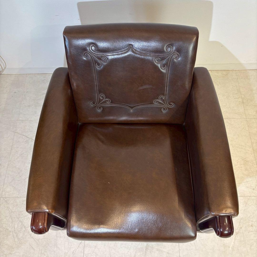 ヴィンテージ　レザー　1人掛けソファ アームチェア クラシック　喫茶店　レトロ