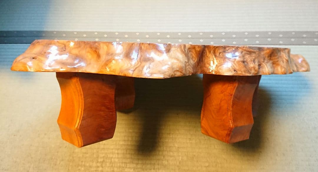 ケヤキ座卓 ② 一点物 光沢と木目が美しいちゃぶ台 床の間 盆栽飾り台 和室 @