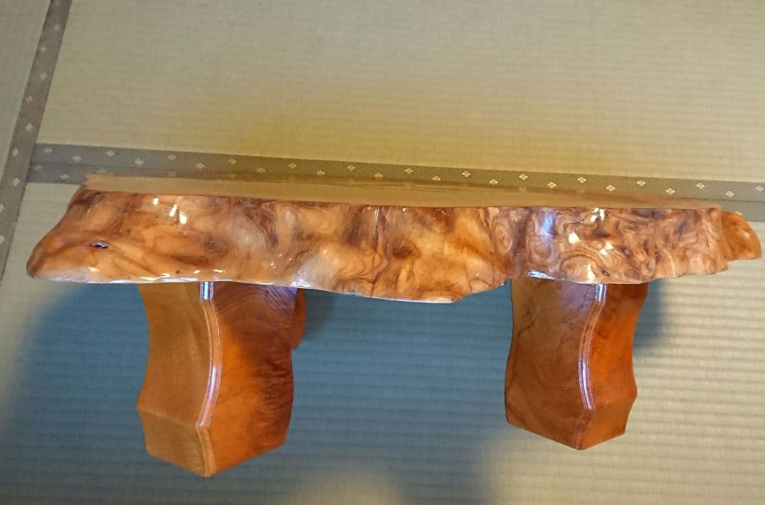 ケヤキ座卓 ② 一点物 光沢と木目が美しいちゃぶ台 床の間 盆栽飾り台 和室 @