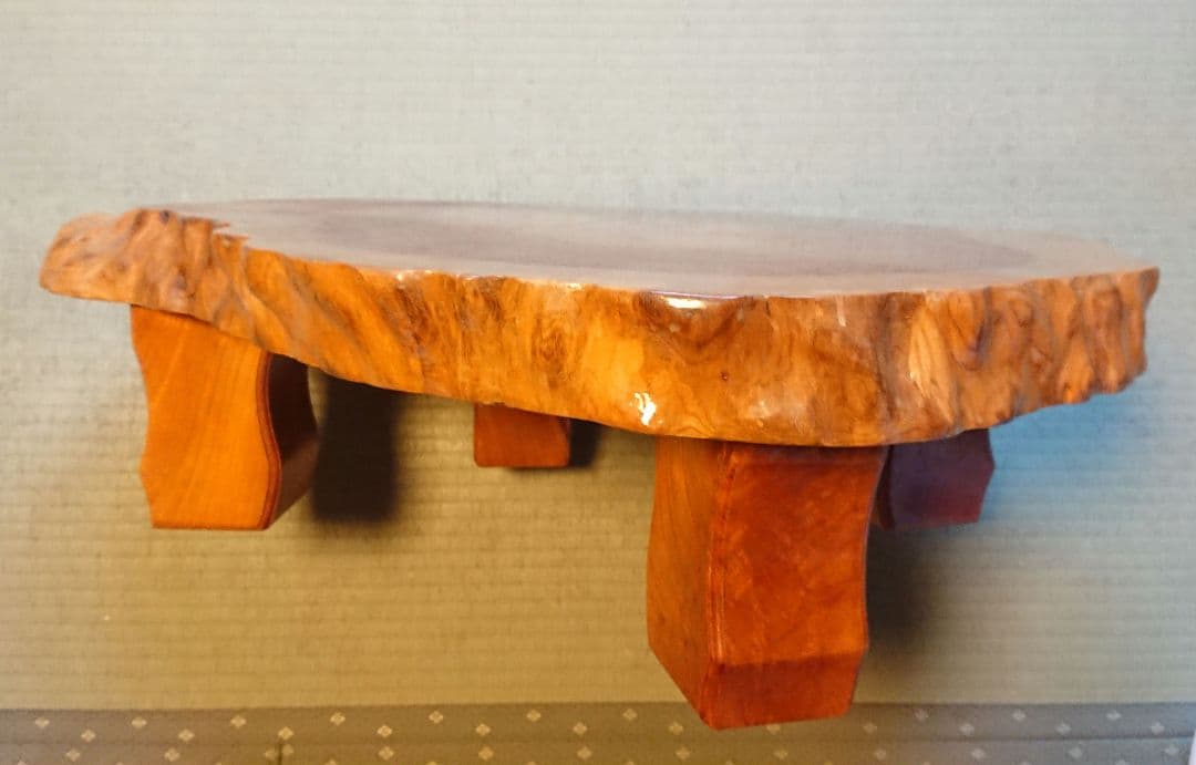 ケヤキ座卓 ② 一点物 光沢と木目が美しいちゃぶ台 床の間 盆栽飾り台 和室 @