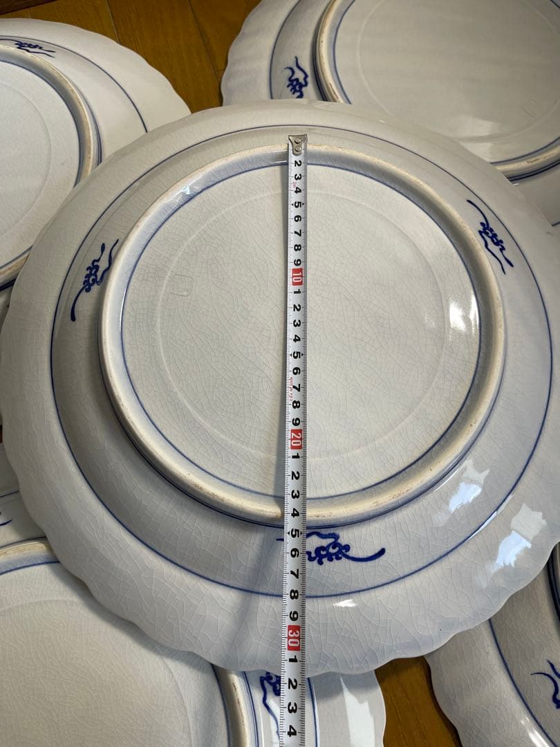 大皿　さわち　飾り皿　約40㎝　松　鳥　青　白　風景　セット　大きい　大きな