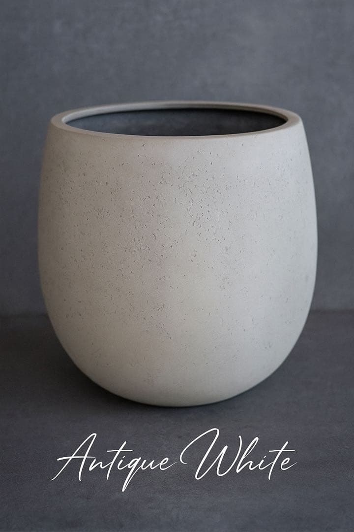 【特価】テラニアスバルーン セメント風で高見えする植木鉢 アンティークホワイト