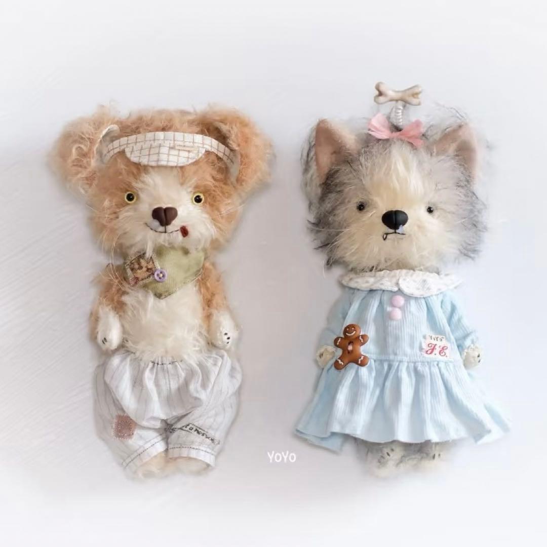 テニス好きなワンワン ぬいぐるみ 犬 アーティストベア 海外作家様 ハンドメイド