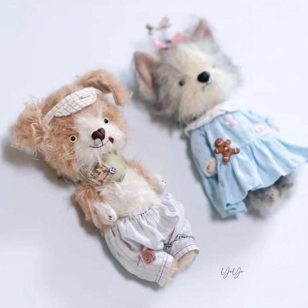 テニス好きなワンワン ぬいぐるみ 犬 アーティストベア 海外作家様 ハンドメイド