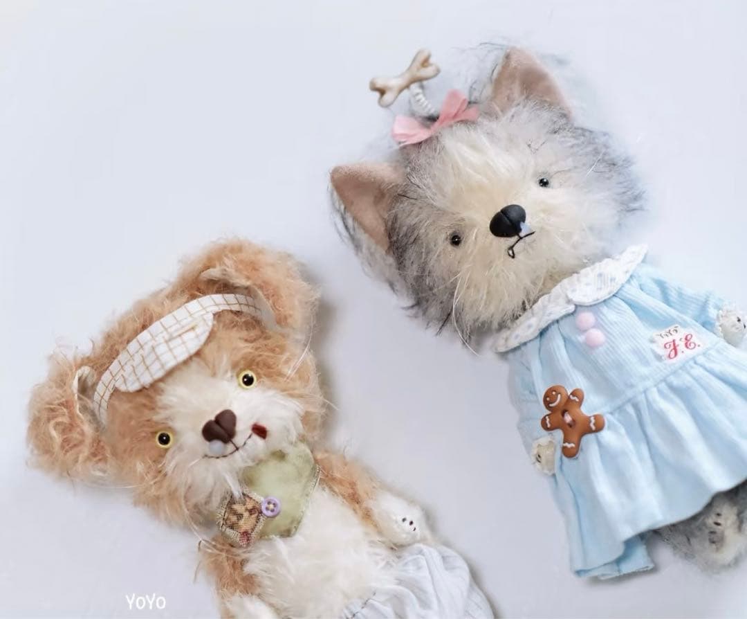 テニス好きなワンワン ぬいぐるみ 犬 アーティストベア 海外作家様 ハンドメイド