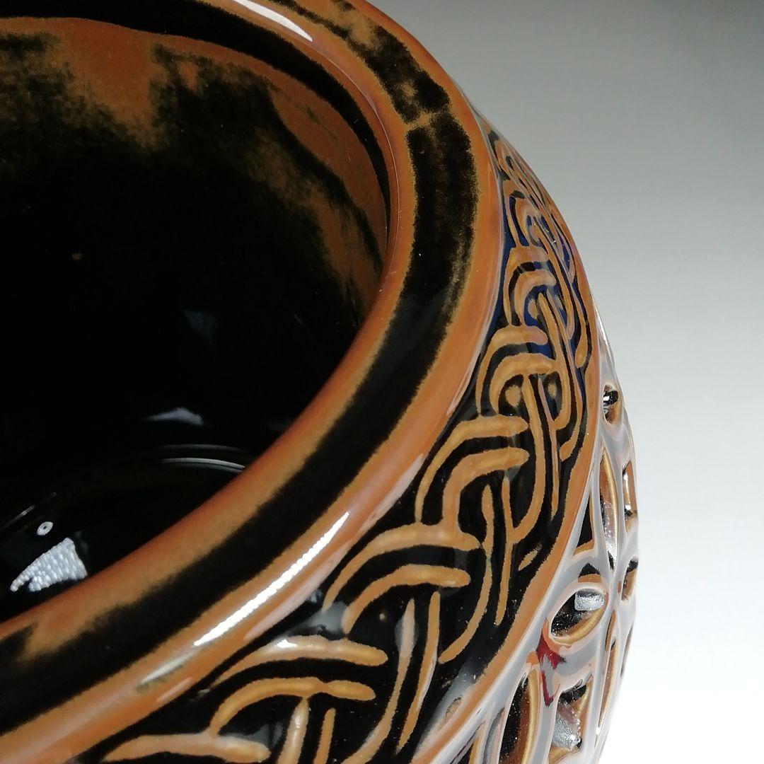 T992 水指 『古瀬戸 七宝透』『加藤藤城 造』『塗師 湖彩』 共箱