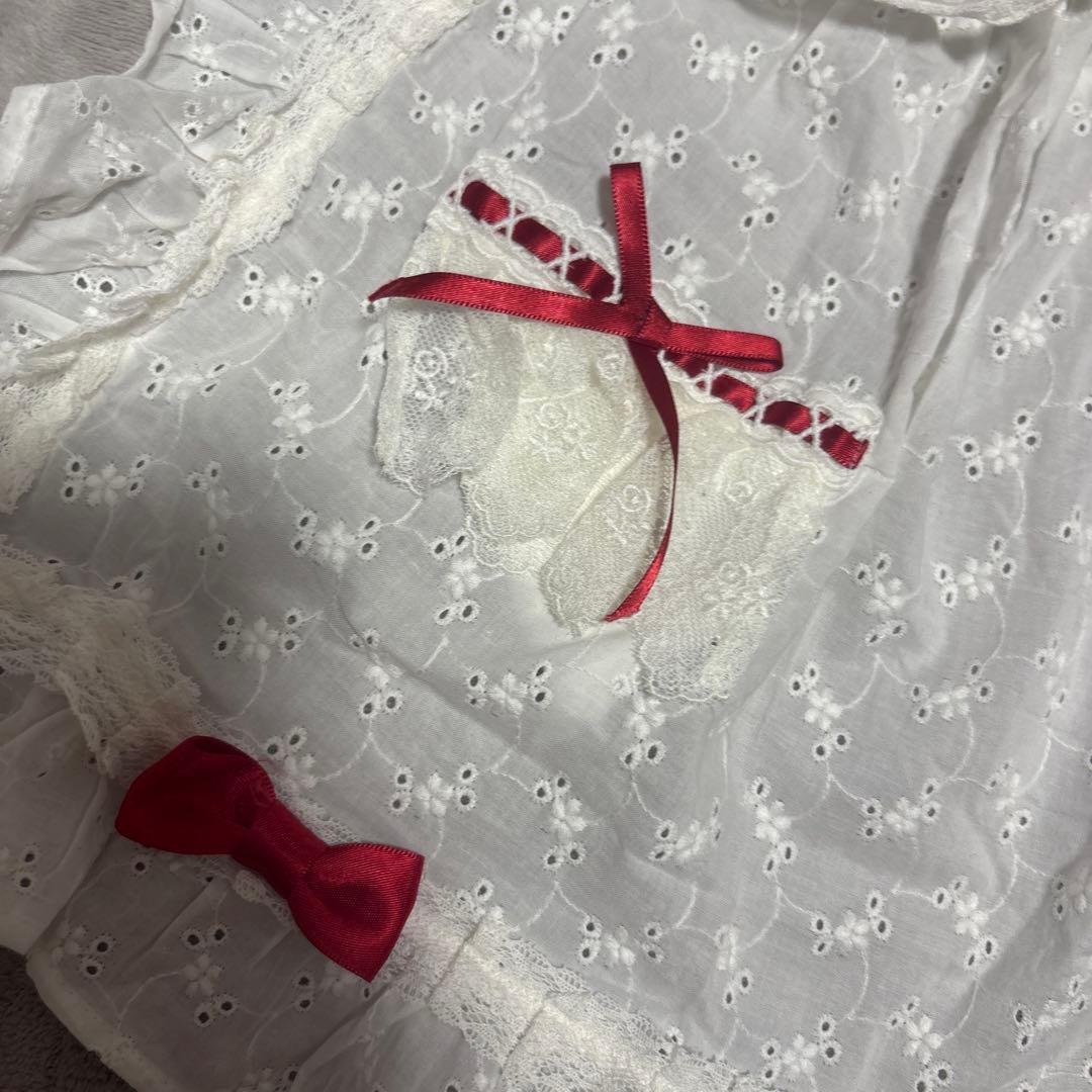 【アンプリ】リボン綿エプロン【日本製】