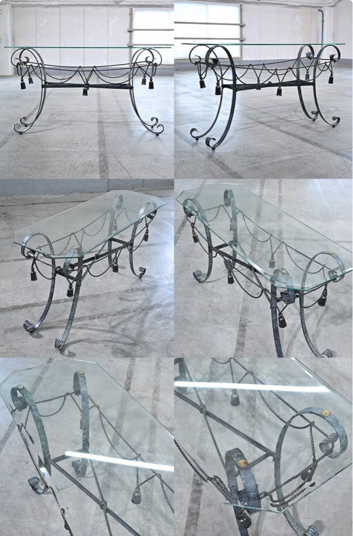 ★アール・ヌーボー様式 フランスビンテージ コンソールテーブル ガラス 飾り台