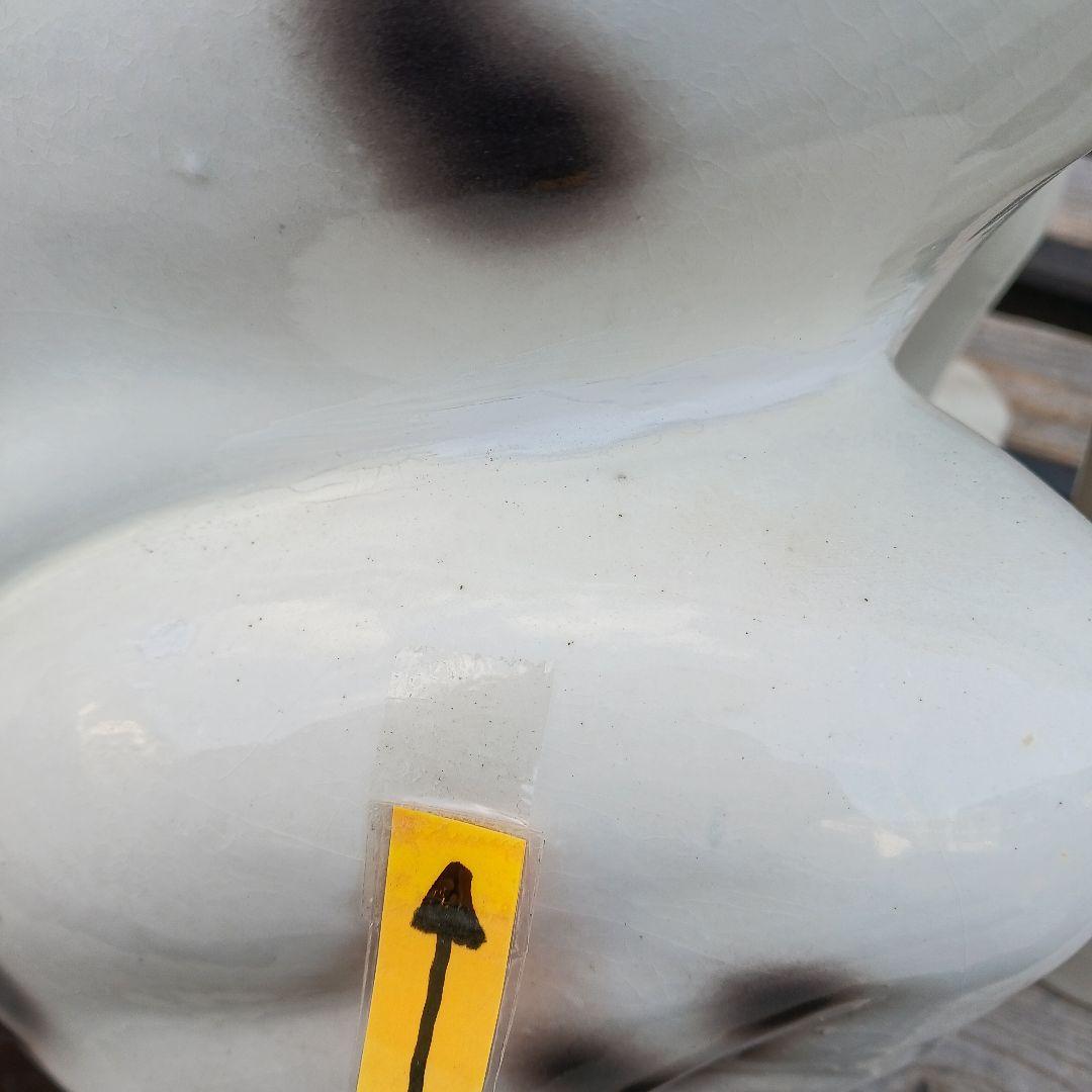 新品　陶器犬　大型犬　ダルメシアン　難有　オブジェ　置物　ホワイト　白色　高級品